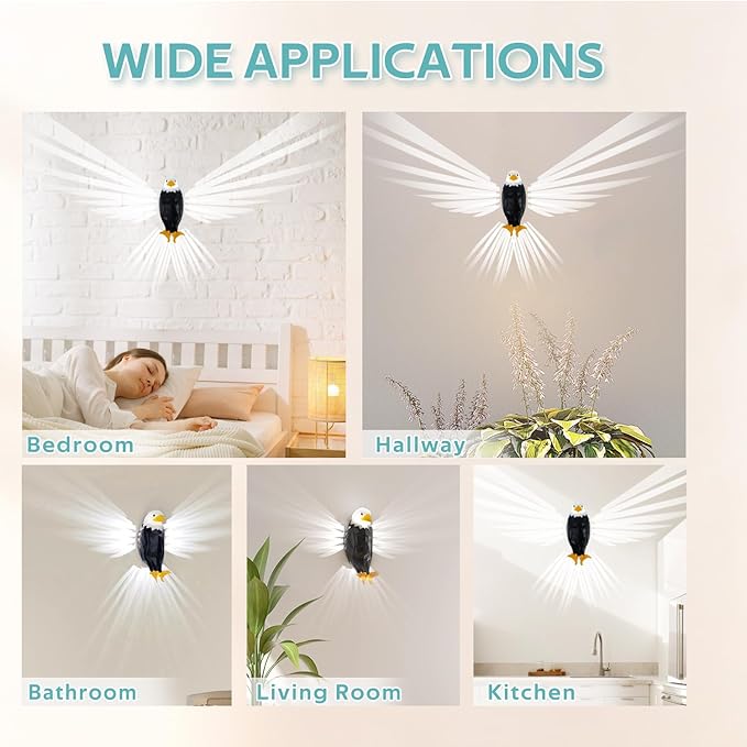 3D Bald Eagle Wall Light