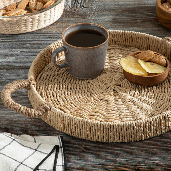 Round Rattan Tray